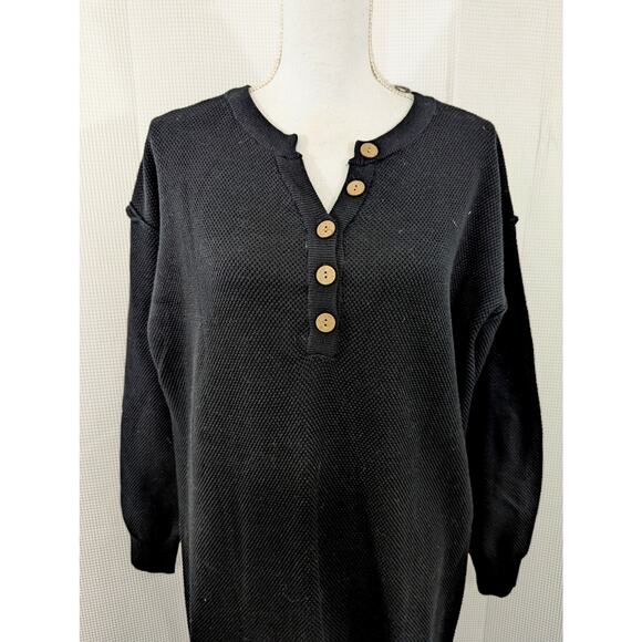 NWT! PRETTY GARDEN! BLACK KNIT COTTON BLEND SHEATH STYLE LONG SLEEVE DRESS! SZ M - Picture 6 of 14